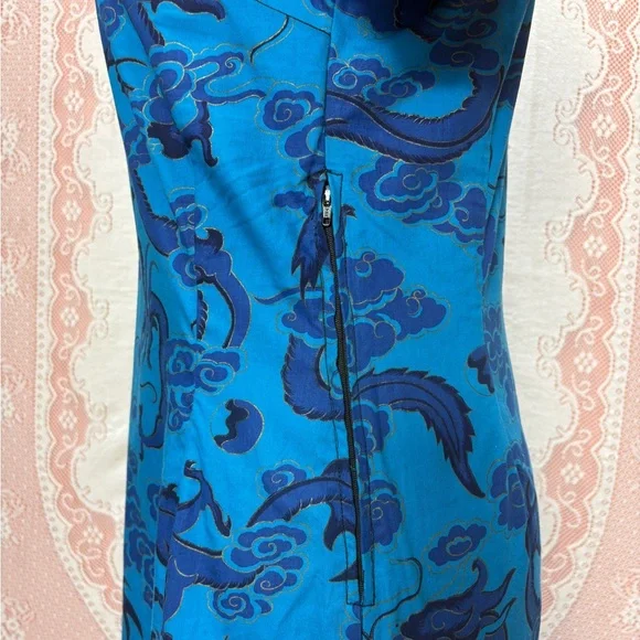Vintage Blue Dragon Cheongsam Style Dress - Picture 8 of 8